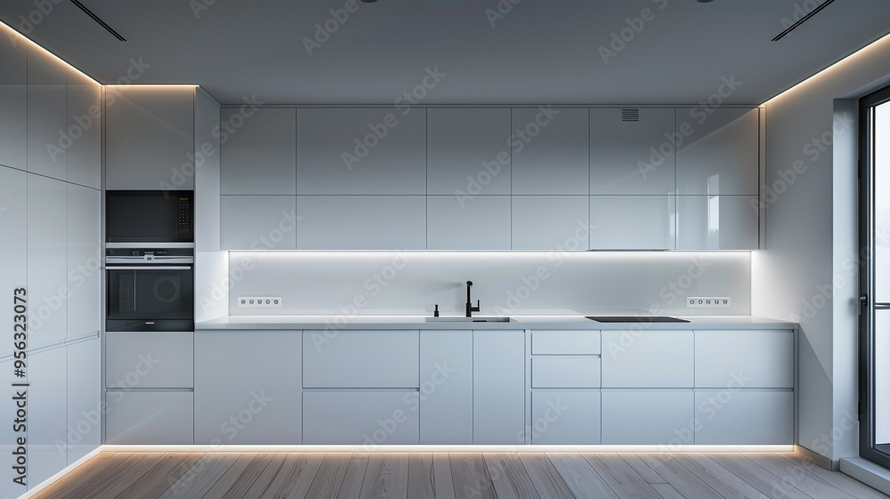 a minimalist kitchen with white cabinets and minimalist lighting a minimalist kitchen with white cabinets and minimalist lighting