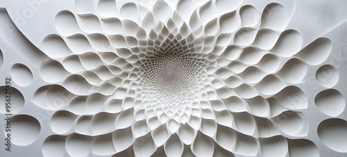 Wallpaper Mural 11. Geometric paper cuts forming a radial pattern with varying depths and textures creating a 3D effect Torontodigital.ca