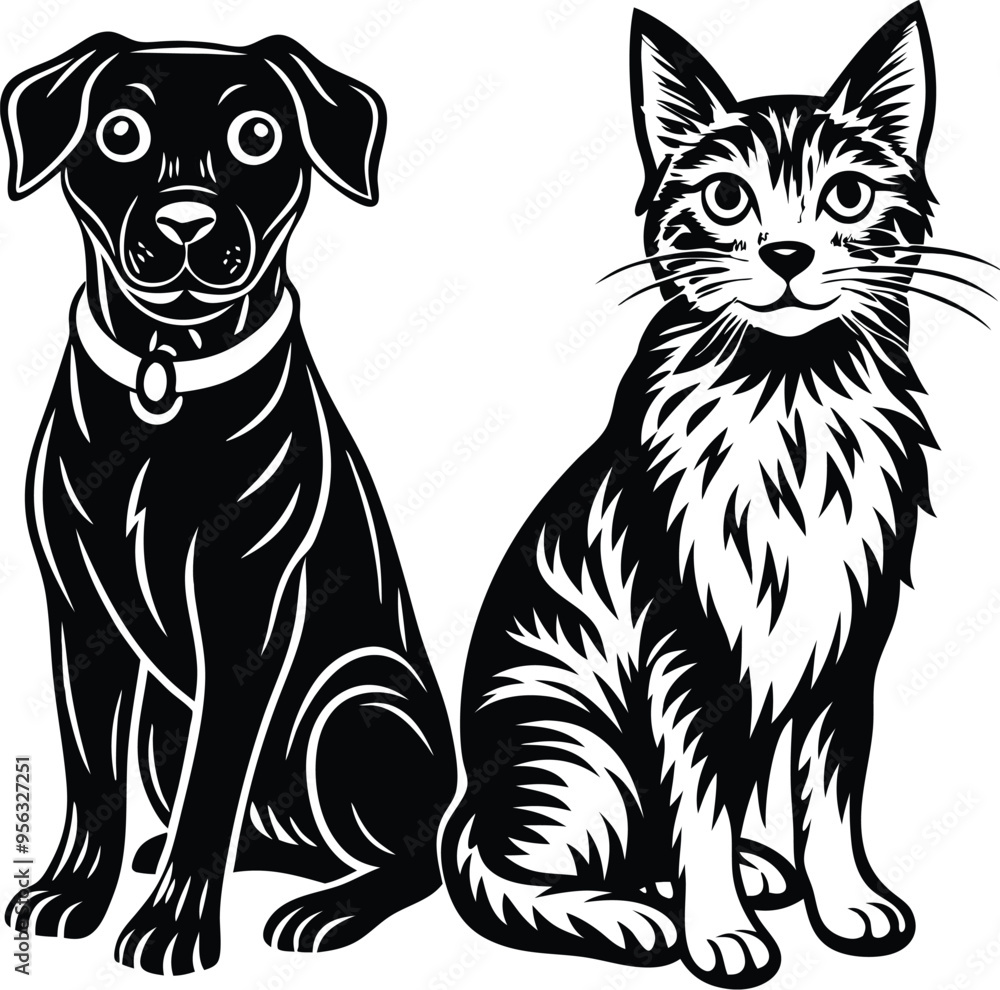 vector dog and cat isolated vector dog and cat isolated