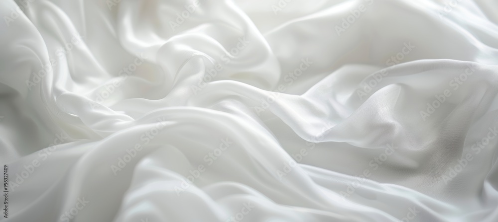 Obraz premium Elegant white silk or satin luxury fabric background with wave folds. Soft and delicate texture.