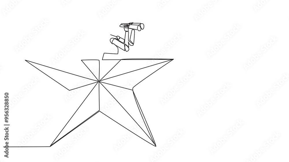 Self drawing animation of continuous one line drawing smart robot emerges from star shape look for something with binocular. Technology. Achieve dreams by creating smart robot. Full length animated Self drawing animation of continuous one line drawing smart robot emerges from star shape look for something with binocular. Technology. Achieve dreams by creating smart robot. Full length animated