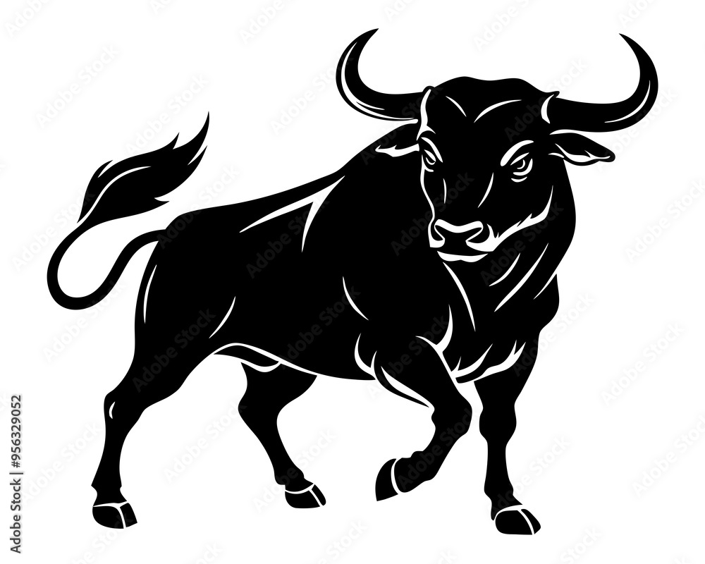 Bull silhouette attack vector bull on white background. Bull silhouette attack vector bull on white background.
