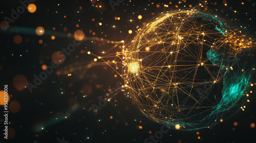 background Innovation network points Earth's surface wave background Abstract digital wave background information technology background The background is the background. gradient wave digital wave ban