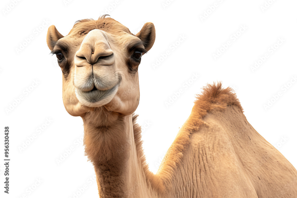 Fototapeta premium Camel PNG on transparent background for desert wildlife, travel, and nature design projects. Perfect for adding exotic wildlife elements to outdoor, safari, and adventure-themed visuals.
