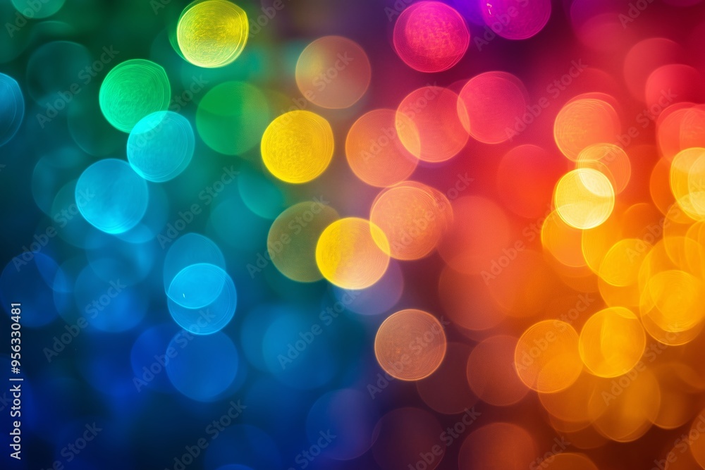 Colorful bokeh lights creating a mesmerizing background with vibrant hues of blue, green, yellow, and red during an evening event Colorful bokeh lights creating a mesmerizing background with vibrant hues of blue, green, yellow, and red during an evening event