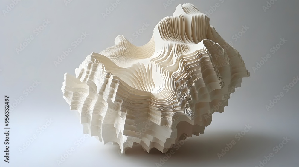 24. Angular, paper cut segments layered to form a complex, three-dimensional geometric shape 24. Angular, paper cut segments layered to form a complex, three-dimensional geometric shape