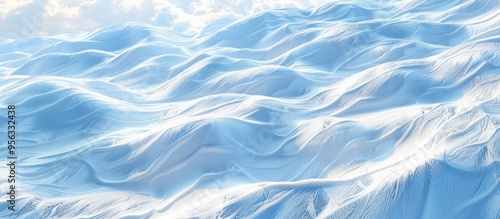 Winter scenery with snow covered ground displaying a natural snow pattern featuring wind formed designs on the snow surface ideal for a copy space image