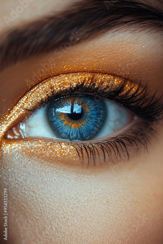 an eye with beautiful eyelash photo