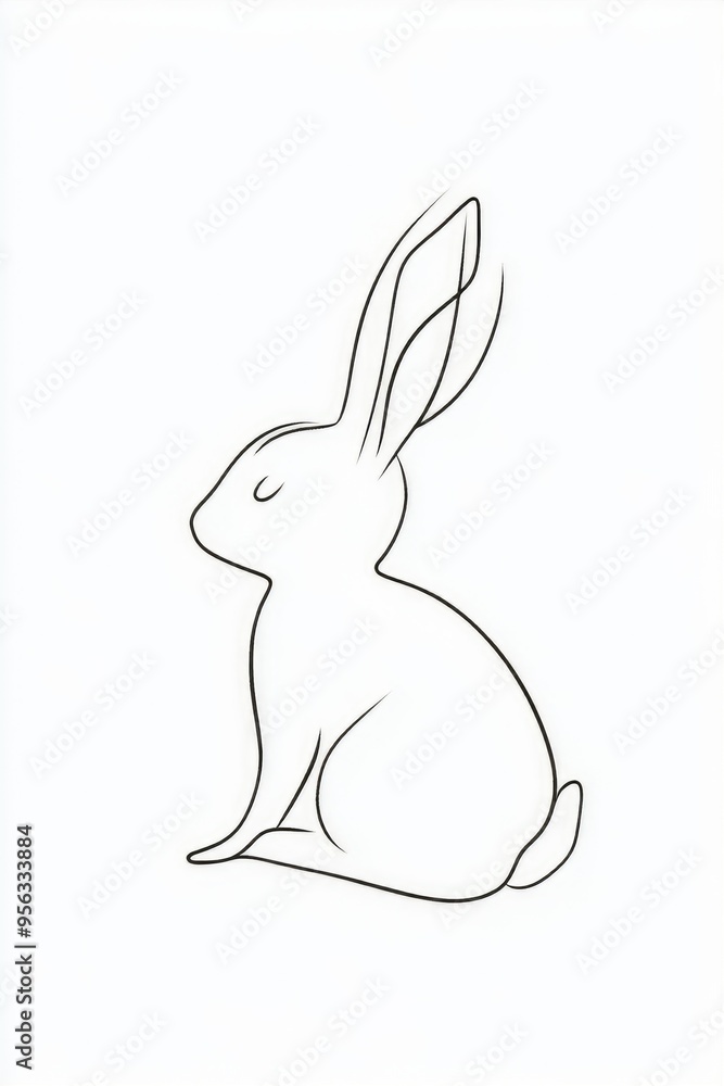 Minimalistic line art illustration of a continuous one line drawing of a cute Easter Bunny silhouette perfect for spring themed greeting cards and web banners Minimalistic line art illustration of a continuous one line drawing of a cute Easter Bunny silhouette perfect for spring themed greeting cards and web banners