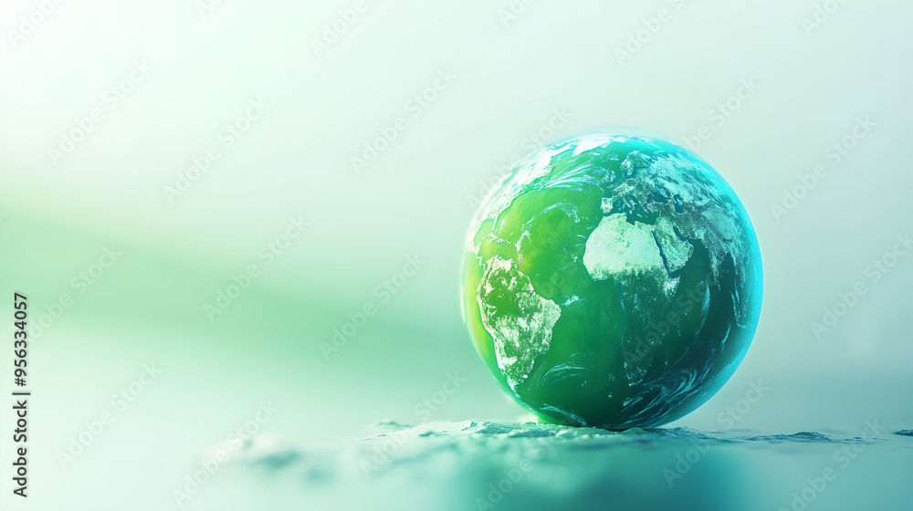 world ozone day.Abstract Globe on a Mint Green Background. AI generative.