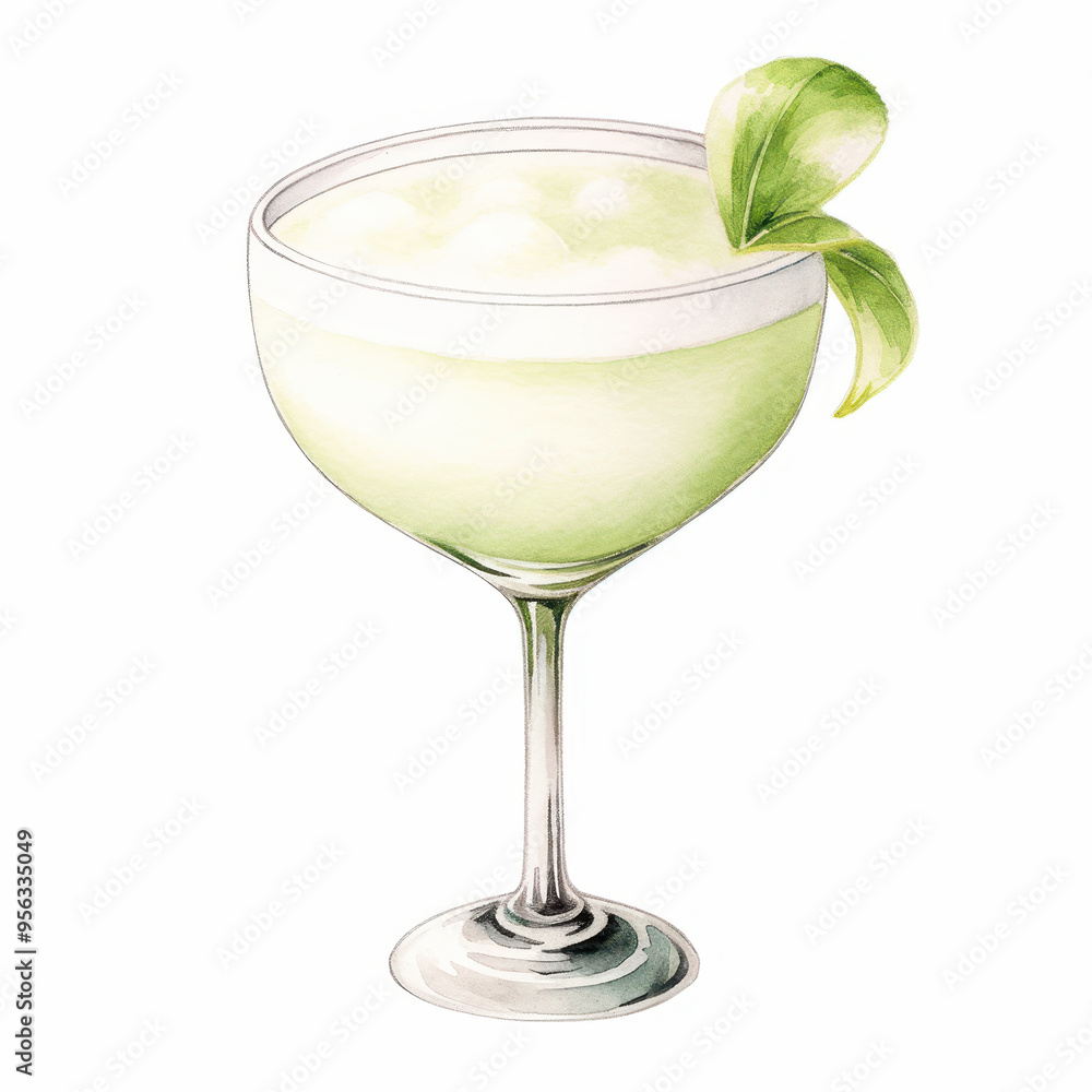 Delightful Pisco Sour Cocktail in Elegant Glass with Lime Slice and Mint Sprig Delightful Pisco Sour Cocktail in Elegant Glass with Lime Slice and Mint Sprig