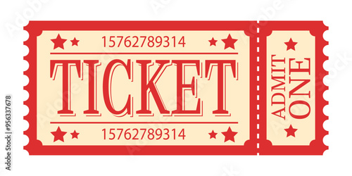 Vintage red and beige ticket vector illustration.