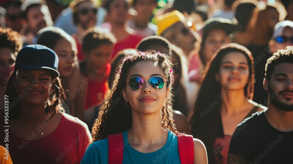 Labor Day celebration concept, Diverse crowd unity in celebration on the road. Labor Day celebration concept, Diverse crowd unity in celebration on the road.