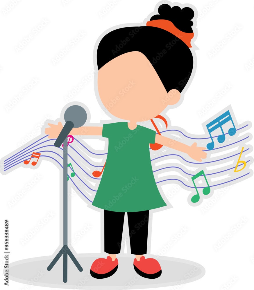 Children Singing With Music Notes Sticker Children Singing With Music Notes Sticker