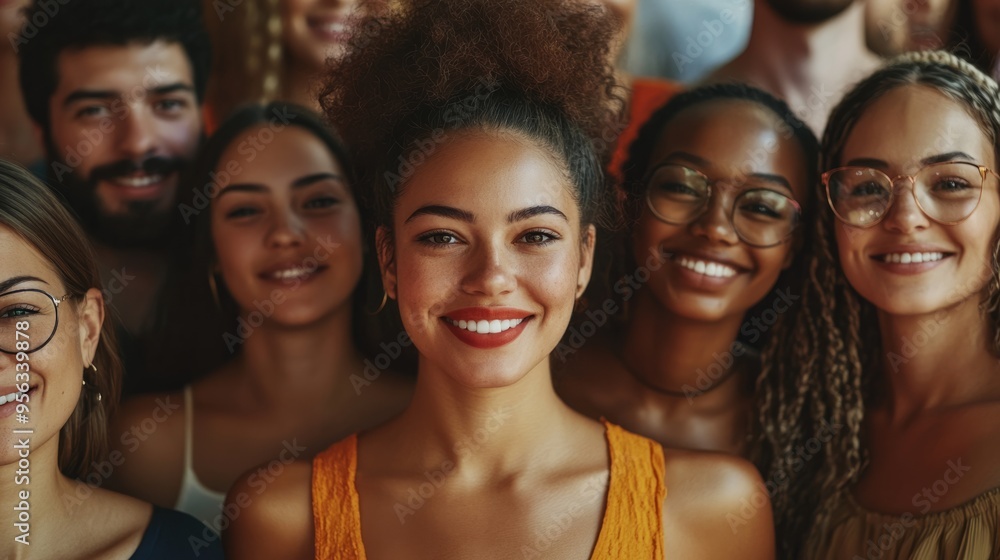 Obraz premium Portrait of diverse group people, celebration mood on Labor Day event.