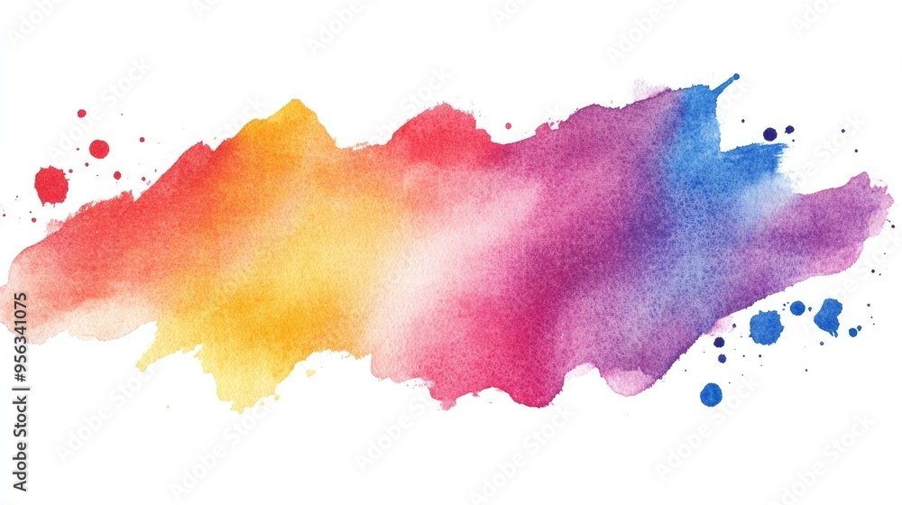 Watercolor illustration with vibrant brush strokes on a white background Watercolor illustration with vibrant brush strokes on a white background