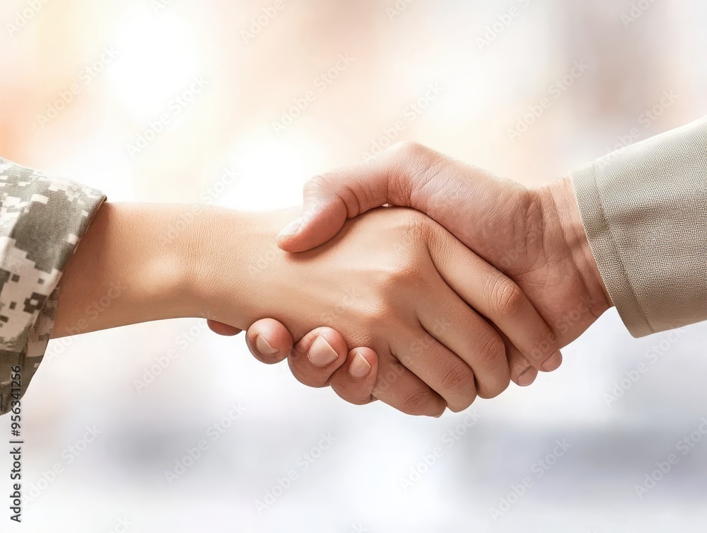 Two hands shake in a gesture of agreement, symbolizing unity, collaboration, and support between different backgrounds. Two hands shake in a gesture of agreement, symbolizing unity, collaboration, and support between different backgrounds.