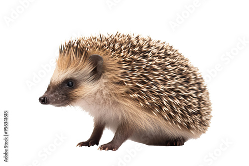 Close-up of a hedgehog with a transparent background, perfect for web design and graphic projects