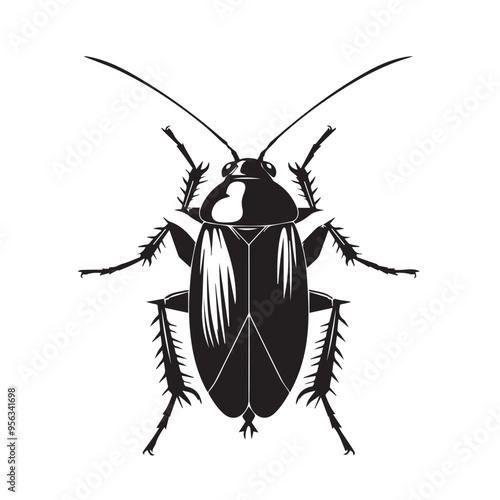 Cockroach in cartoon, doodle style . Image for t-shirt, web, mobile apps and ui. Isolated 2d vector illustration in logo, icon, sketch style, Eps 10, black and white. AI Generative