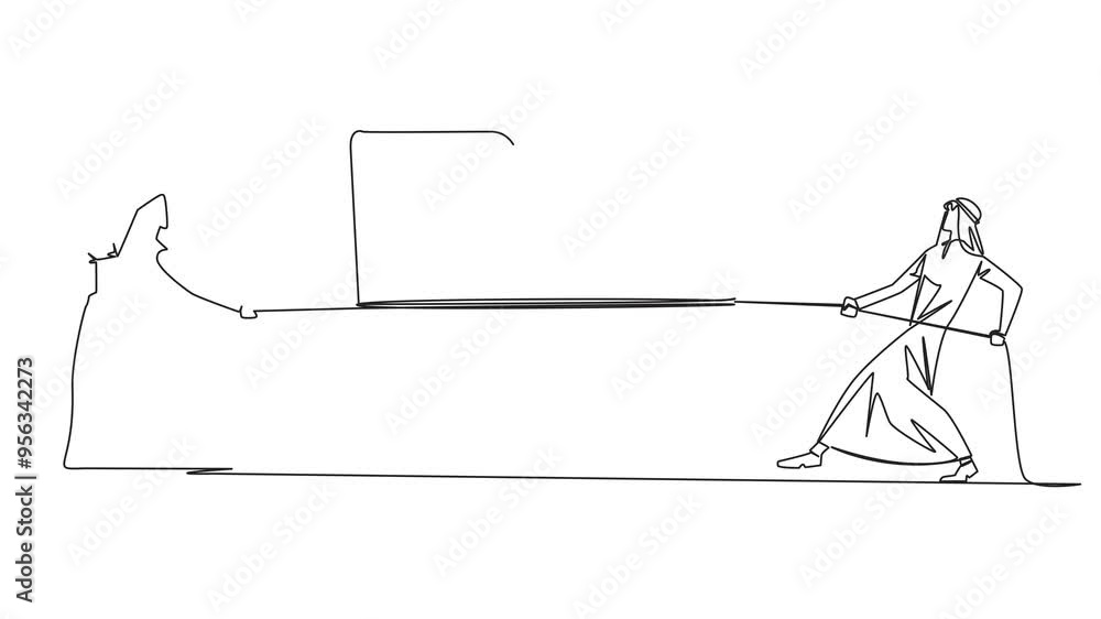 Animated self drawing continuous one line drawing two Arabian businessmen fighting over document folder. Fighting for confidential information that very profitable for company. Full length animation Animated self drawing continuous one line drawing two Arabian businessmen fighting over document folder. Fighting for confidential information that very profitable for company. Full length animation