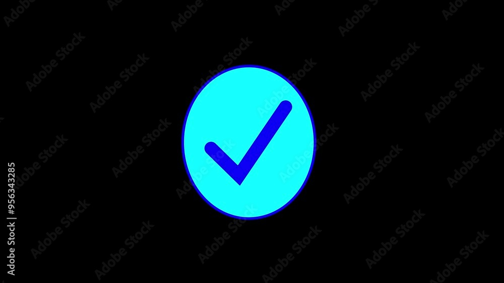 check mark icon animated on the black background. check mark icon animated on the black background.