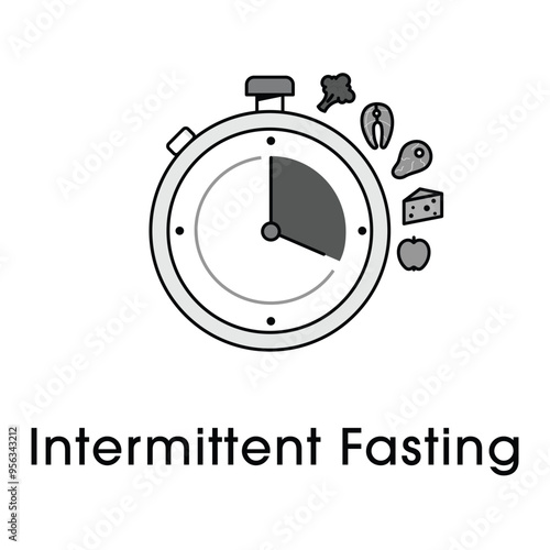 Intermittent Fasting Icon Design. Representing Time-Restricted Eating, Metabolic Health, Weight Management.
