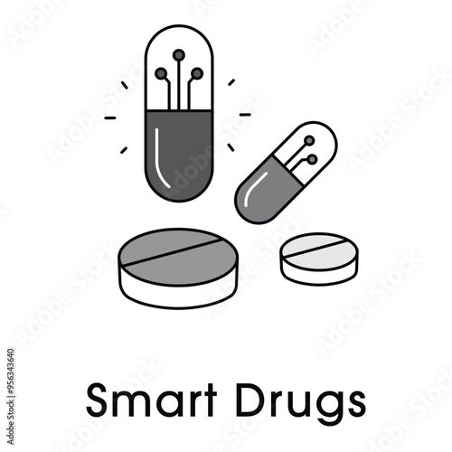 Smart Drugs Icon Design. Representing Cognitive Enhancement, Brain Health, Nootropics.