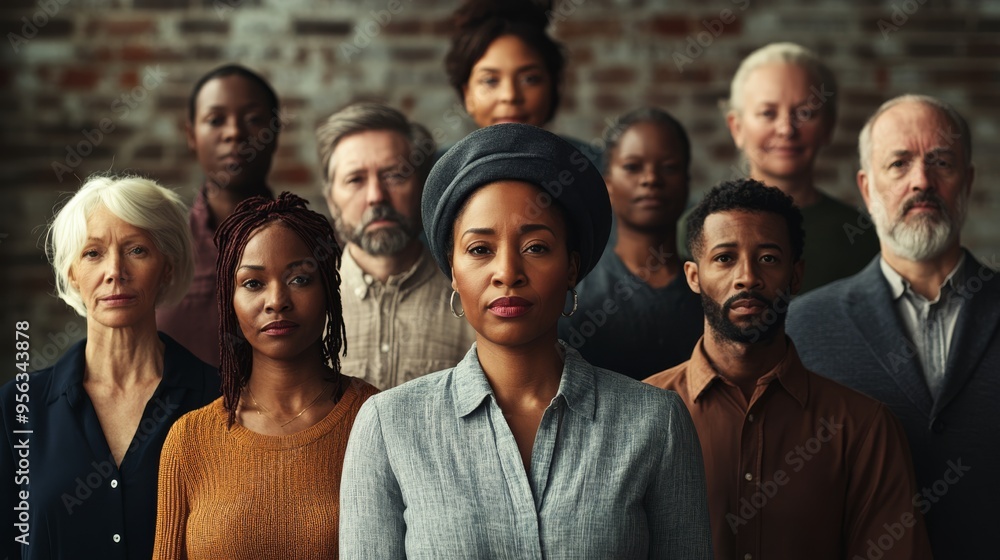 Diverse group united of workers standing together, harmony and strength, Labor Day unity concept. Diverse group united of workers standing together, harmony and strength, Labor Day unity concept.