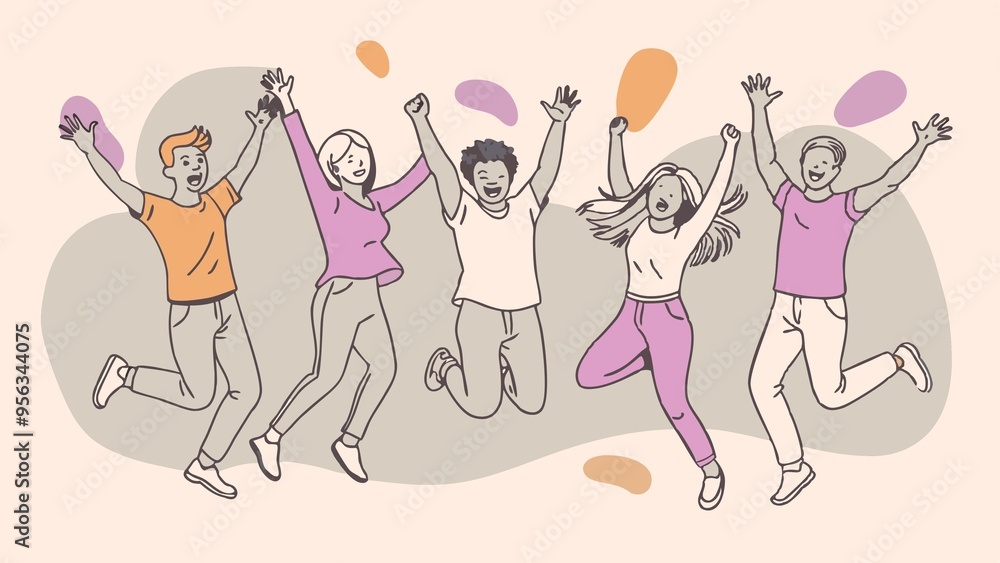 Fototapeta premium young-people-jumping-and-having-fun