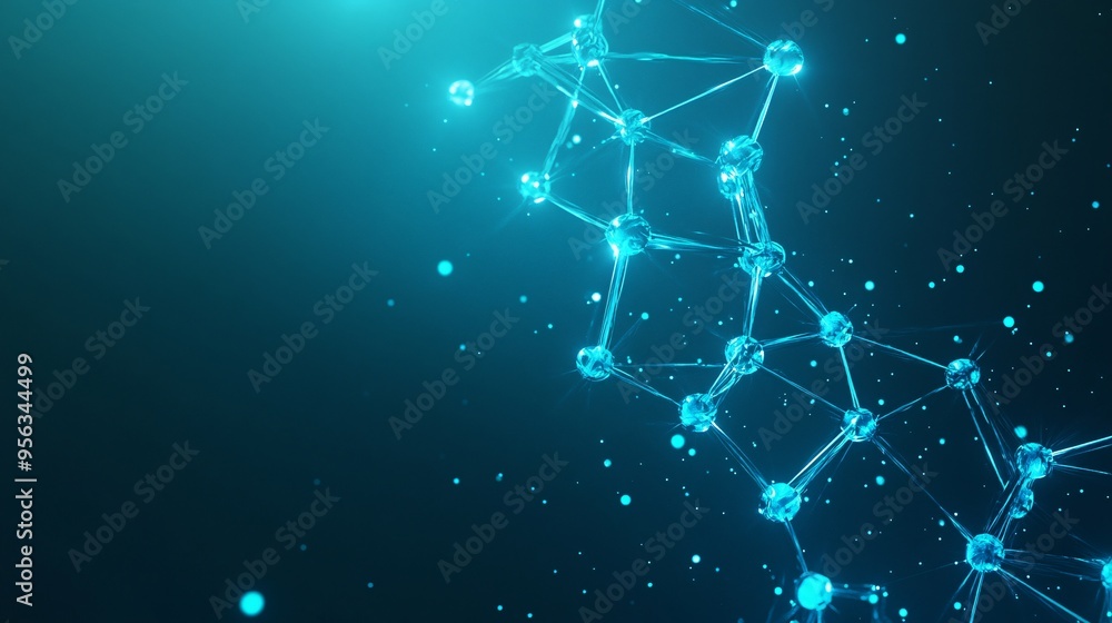 Abstract illustration of a molecular structure in vibrant blue tones. Abstract illustration of a molecular structure in vibrant blue tones.