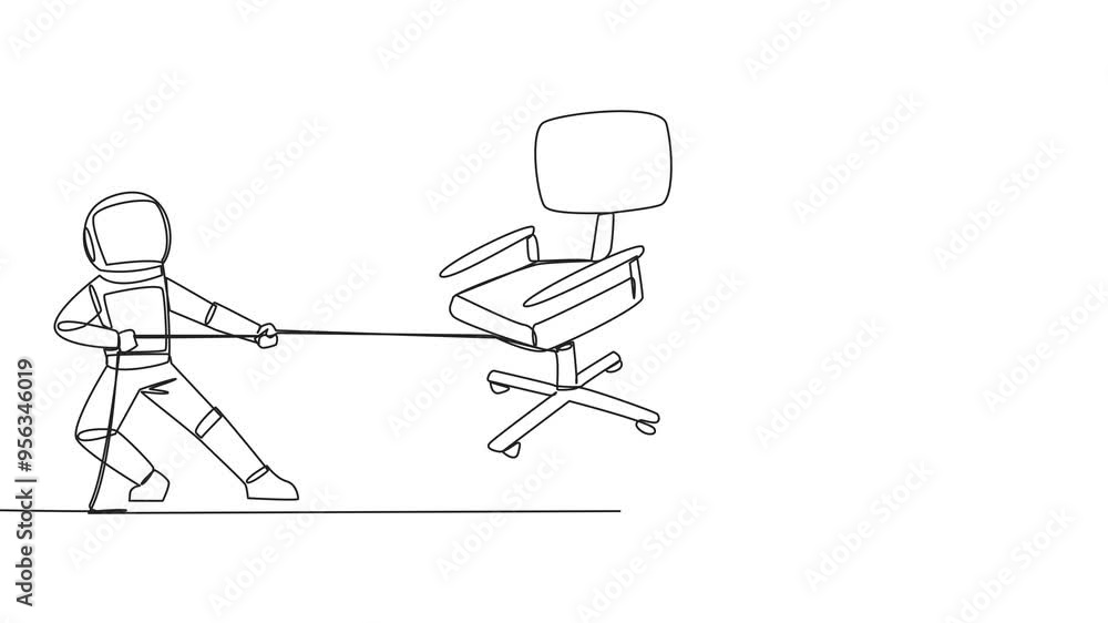 Animated self drawing of single continuous line drawing two astronauts fighting over an office chair. Compete to be the administrator of the departure to the lunar surface. Full length animation Animated self drawing of single continuous line drawing two astronauts fighting over an office chair. Compete to be the administrator of the departure to the lunar surface. Full length animation
