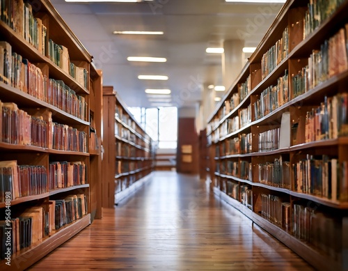 Library featuring rows of books, reading spaces, and educational resources representing knowledge, learning, and research.