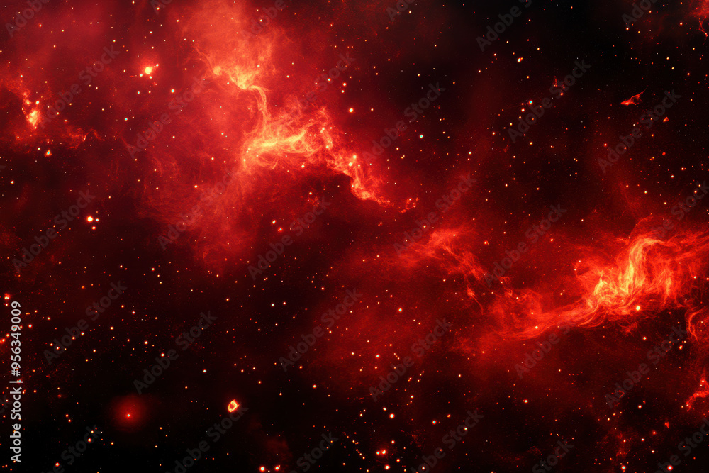 Naklejka premium Red Nebula Space.