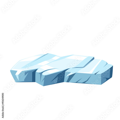 Iceberg with cartoon icy flat surface and cracks. Cold blue iced floe, salt mineral and piece of icefield, North Pole and frost mascot cartoon freezing crystal iceberg block vector illustration