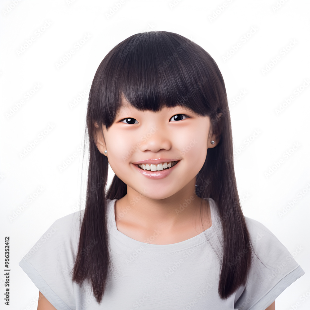 a little Japanese girl on a white background a little Japanese girl on a white background