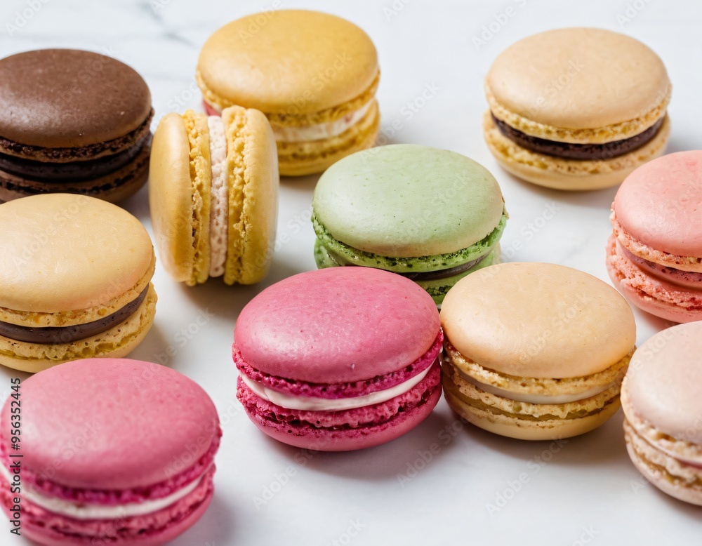 Macaron on the white background. Ai generated images Macaron on the white background. Ai generated images
