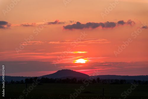 Abendstimmung im Osterzgebirge in Tschechien mit Blick Richtung Geising Berg photo