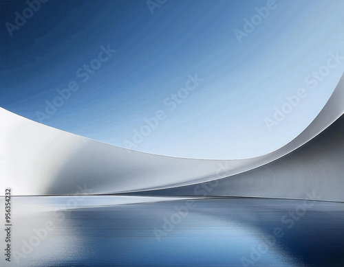 3d render of abstract structure futuristic architecture with empty concrete floor
