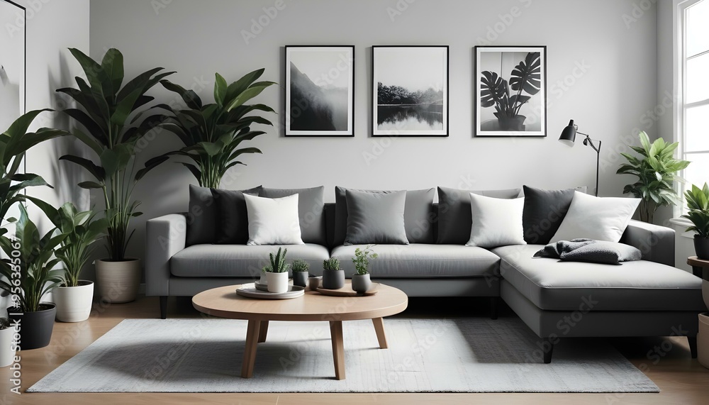 Fototapeta premium Photo interior modern design room 3d illustration