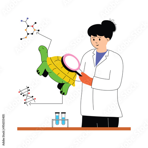 Study living organisms, beautiful illustration of biologist in modern style
