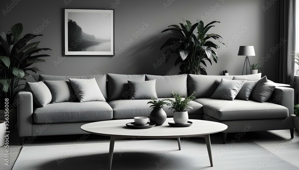 Obraz premium Photo interior modern design room 3d illustration