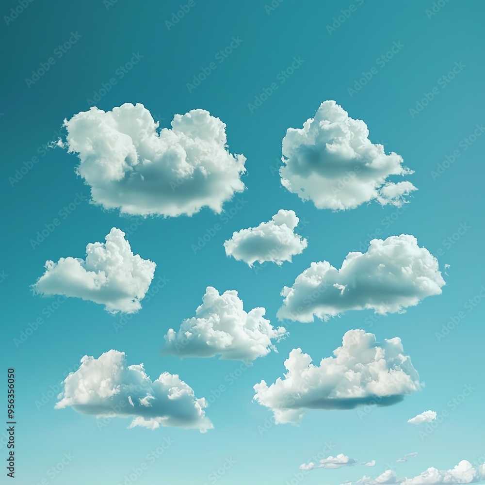 White clouds and giraffes on a blue background. White clouds and giraffes on a blue background.