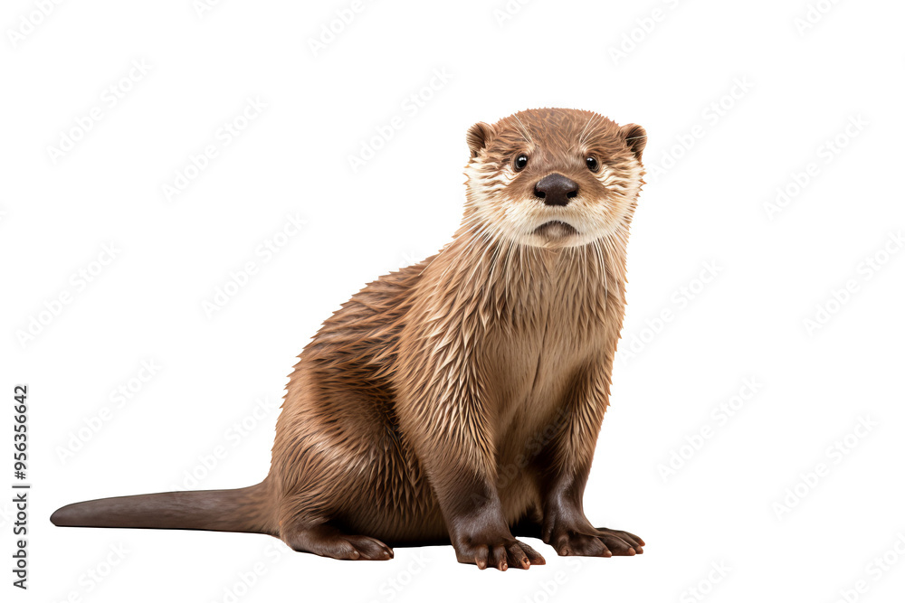 Playful otter standing on hind legs isolated on transparent background, ideal for wildlife and nature-themed digital art and design projects Playful otter standing on hind legs isolated on transparent background, ideal for wildlife and nature-themed digital art and design projects