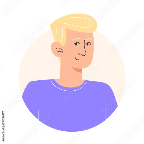 User icon with young man with blond hair in flat style