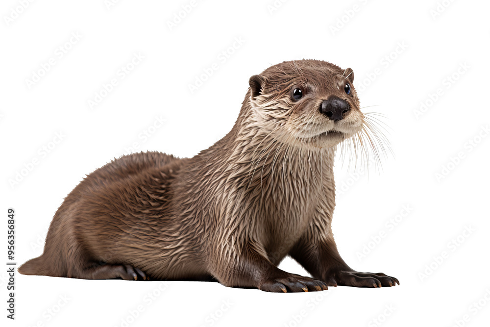 Playful otter standing on hind legs isolated on transparent background, ideal for wildlife and nature-themed digital art and design projects Playful otter standing on hind legs isolated on transparent background, ideal for wildlife and nature-themed digital art and design projects