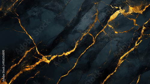 Black Marble Gold Veins.