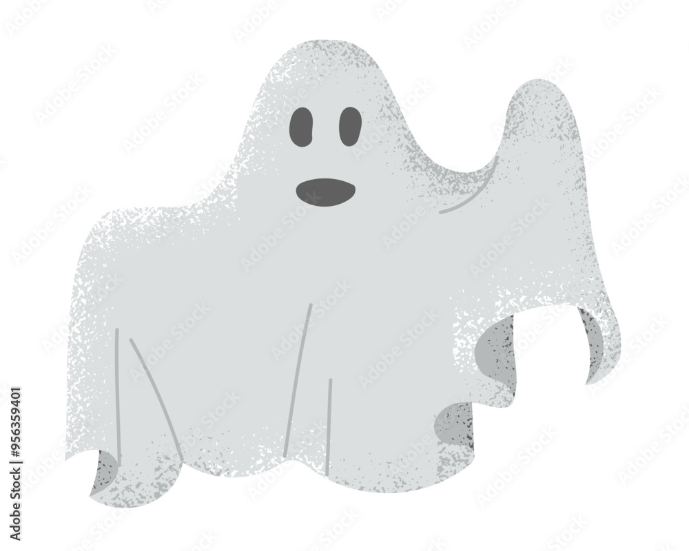 Hand drawn ghost with grunge texture. Frightening fiction character design for Halloween isolated on white background. Good for decoration and stickers Hand drawn ghost with grunge texture. Frightening fiction character design for Halloween isolated on white background. Good for decoration and stickers
