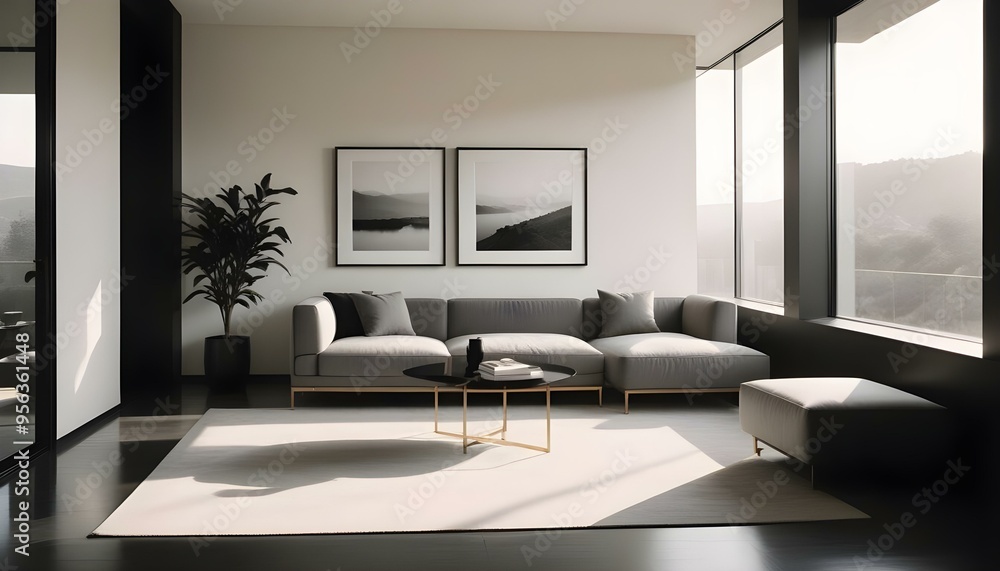 Fototapeta premium Photo interior modern design room 3d illustration