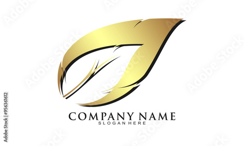 Gold leaf logo design vector