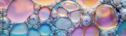Colorful bubbles create a mesmerizing abstract art piece, showcasing vibrant hues and intricate patterns in a captivating visual display.